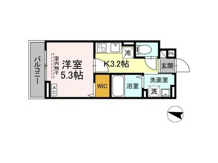 グリシーナヴァッレ(1K/2階)の間取り写真