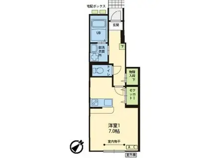 リアン上町(ワンルーム/1階)の間取り写真