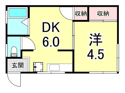 ヒルビュー神田(1DK/1階)の間取り写真