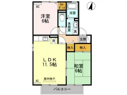 メゾン・ド・パルB棟(2LDK/1階)の間取り写真