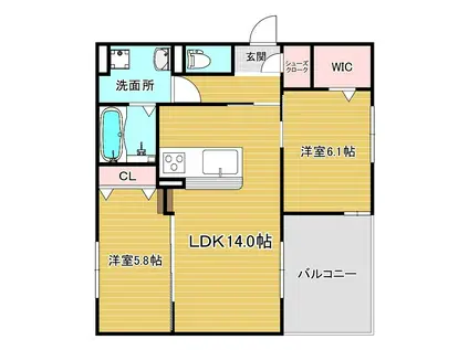 D-RESIDENCE高槻市下田部B(2LDK/3階)の間取り写真
