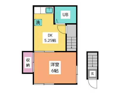 ハイツ西村(1DK/2階)の間取り写真