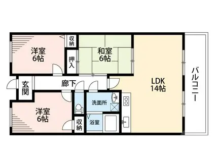ニチゴマンションII(3LDK/4階)の間取り写真