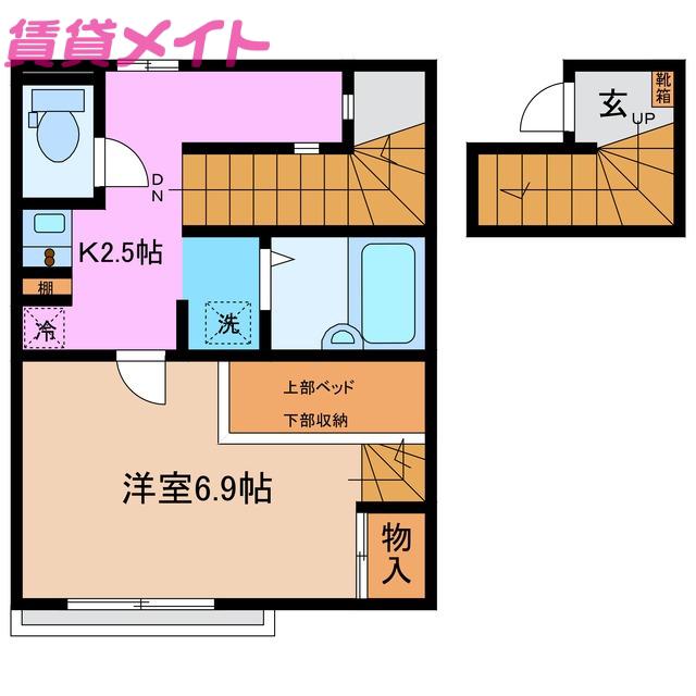 グランノワール(1K/2階)の間取り写真