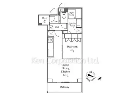 BRILLIA TOWERS目黒ノースレジデンス(1LDK/25階)の間取り写真