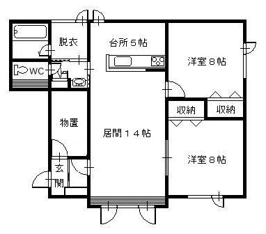 コンフォート(2LDK/1階)の間取り写真