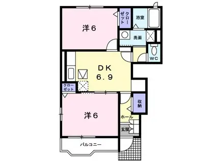 アクティブ(2DK/1階)の間取り写真