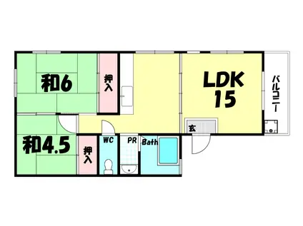 ランマンション(2LDK/3階)の間取り写真
