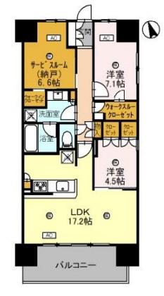 ウエリス姫路(2SLDK/5階)の間取り写真
