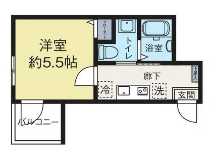 ウエスト CRYSTAL(1K/2階)の間取り写真