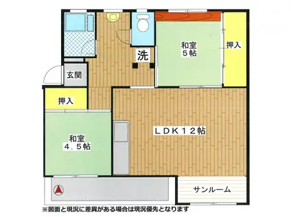 辻堂団地3-5(2LDK/2階)の間取り写真