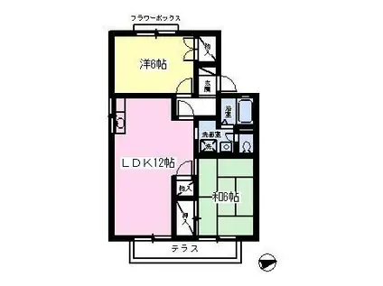 ソレーユ堀之内(2LDK/1階)の間取り写真