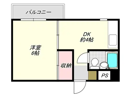 ウィステリア(1DK/2階)の間取り写真