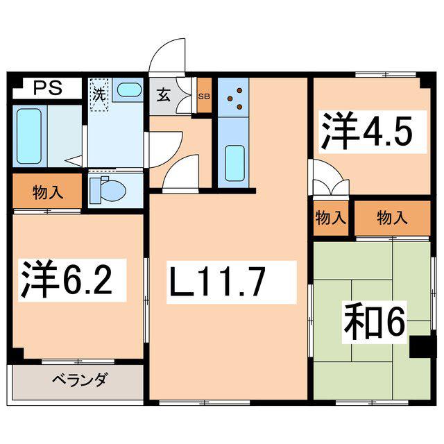 ステータスヒル甲府壱番館(3LDK/1階)の間取り写真