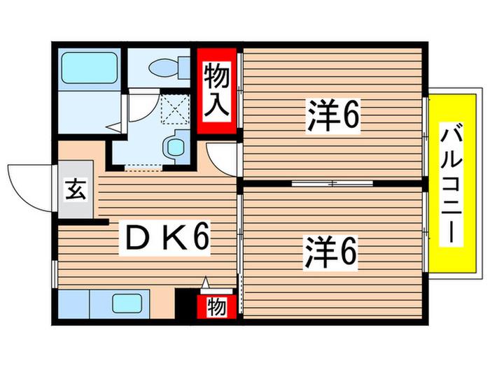 ルミエールC(2DK/2階)の間取り写真