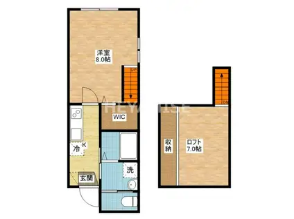 ルソリエール(1SK/2階)の間取り写真