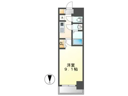 ディアレイシャス浅間町(1K/14階)の間取り写真