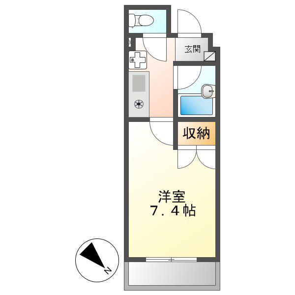 シティライフ覚王山(1K/2階)の間取り写真