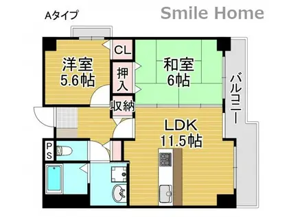 メゾンキコー住之江(2LDK/3階)の間取り写真