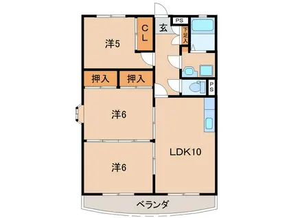 リバーサイド月崎A(3LDK/4階)の間取り写真