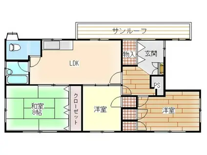 戸井ビル(3LDK/2階)の間取り写真