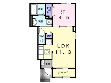 ファミール セシル(1LDK/1階)の間取り写真