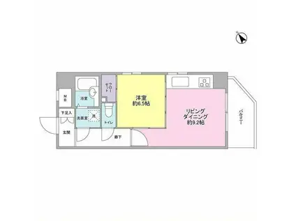 マイキャッスル中目黒III(1LDK/5階)の間取り写真