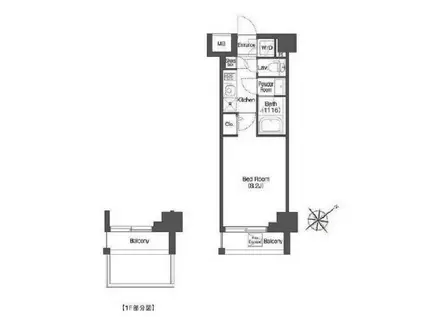 AIFLAT中目黒(1K/3階)の間取り写真