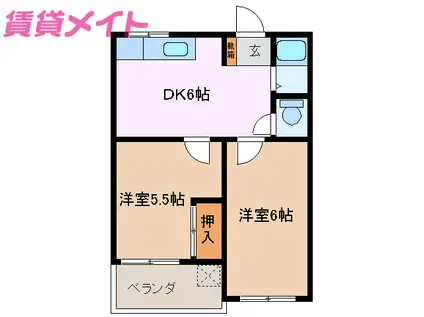 サンリッチ生桑(2DK/1階)の間取り写真