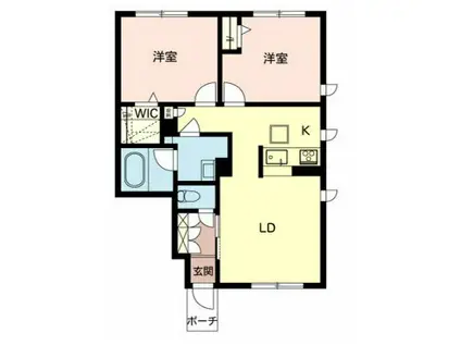 ラ グリシーヌ姫路南(2LDK/1階)の間取り写真