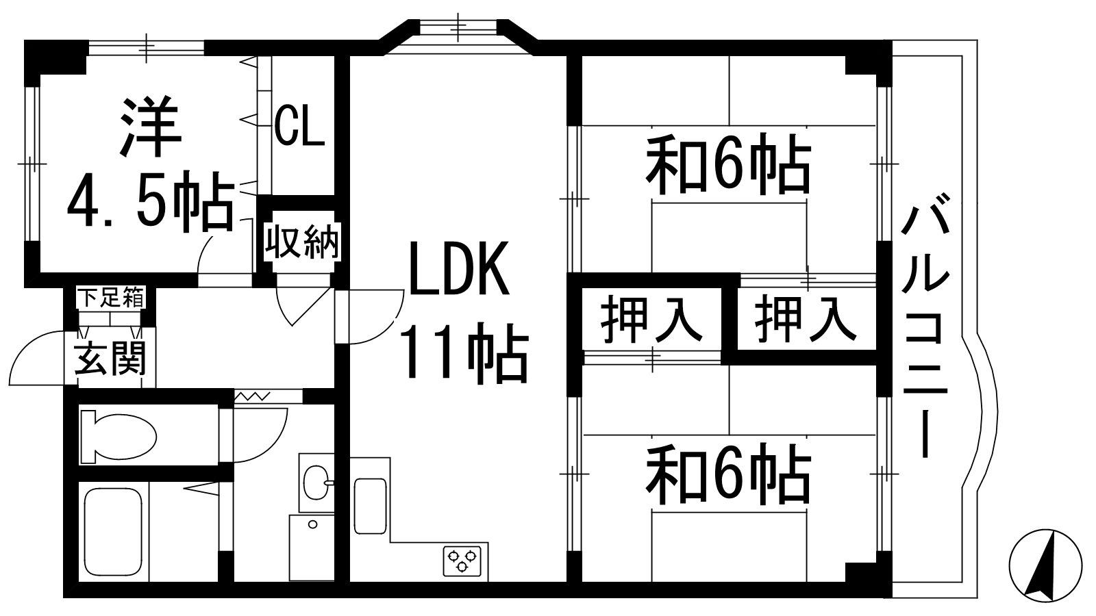 第一寿楽アビタシオン(3LDK/3階)の間取り写真