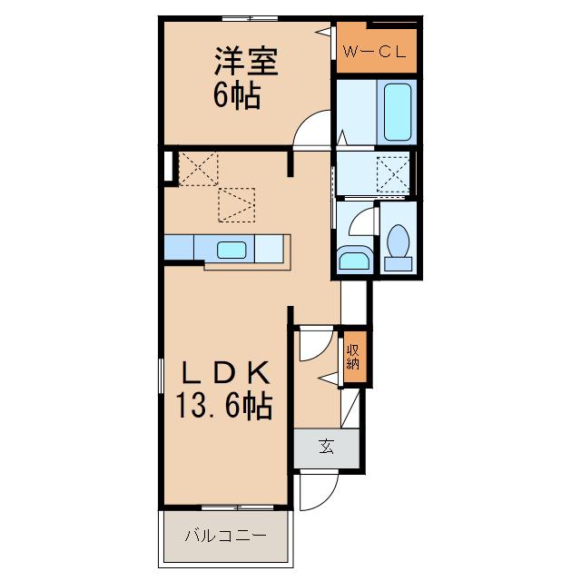 リヴェール松島II(1LDK/1階)の間取り写真