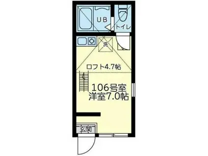 ユナイト新町ファンタジスタ(ワンルーム/1階)の間取り写真