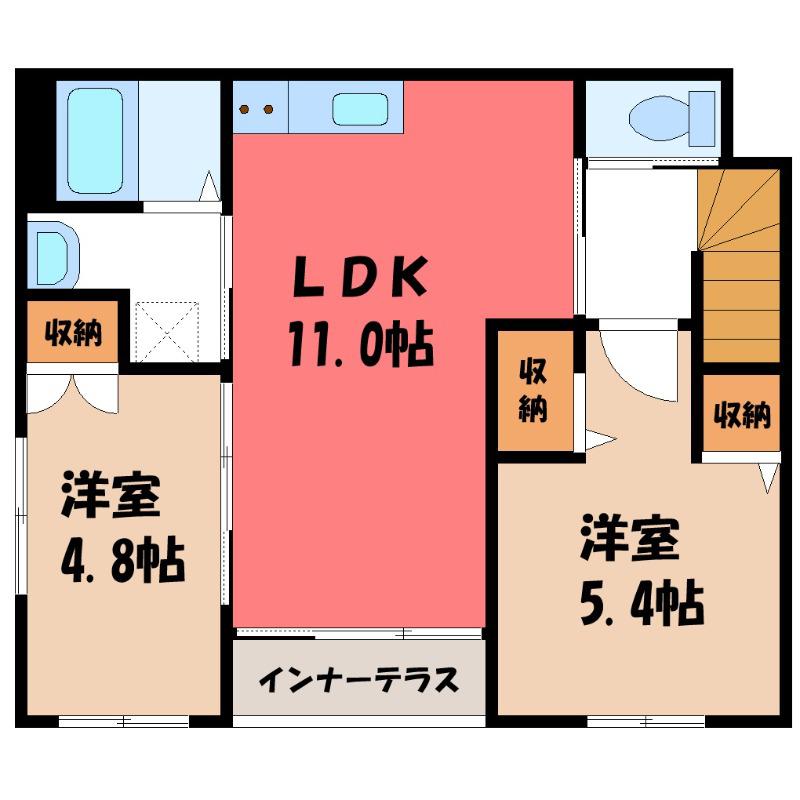 ピュアフルール(2LDK/2階)の間取り写真