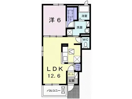 グランデール興浜III(1LDK/1階)の間取り写真