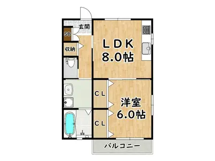 日光ハイツ(1LDK/2階)の間取り写真