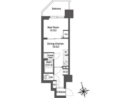 コンフォリア・リヴ品川南大井(1DK/6階)の間取り写真