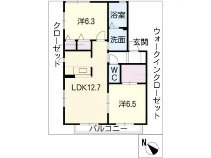 ファミリア馬洗A棟(2LDK/1階)の間取り写真