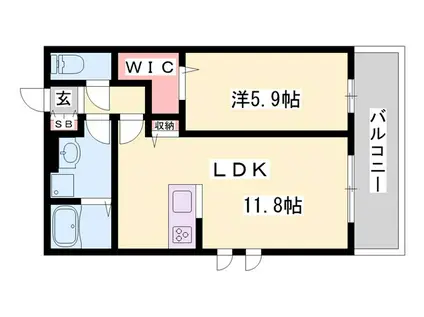 D-PLACE西飾磨 BLOSSOM(1LDK/1階)の間取り写真