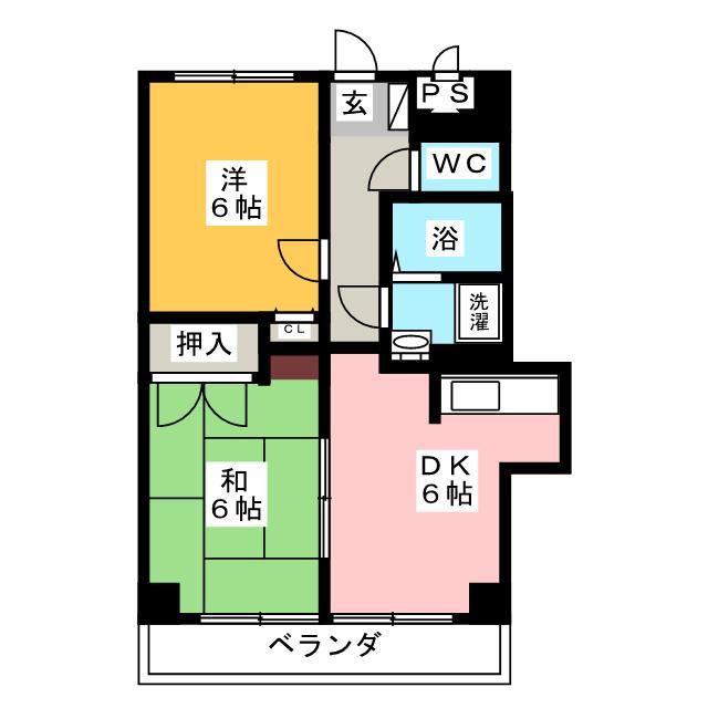 コートエスタ(2DK/1階)の間取り写真