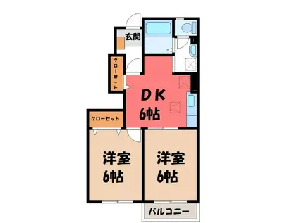 ポポラーレII(2DK/1階)の間取り写真