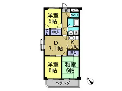COMFORT東山(3LDK/3階)の間取り写真
