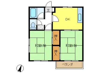 グリーンテラス峯(2DK/2階)の間取り写真
