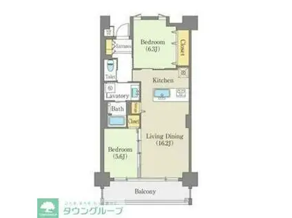 白壁リンクス(2LDK/6階)の間取り写真