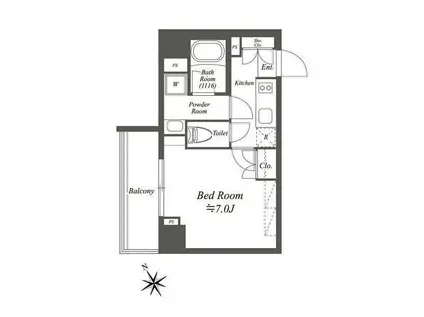 ブライズ白金台(1K/8階)の間取り写真