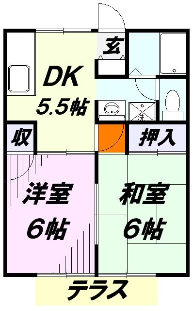 アドニス狭山(2DK/1階)の間取り写真