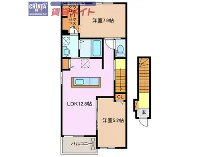 ローズ ゲート II(2LDK/2階)の間取り写真