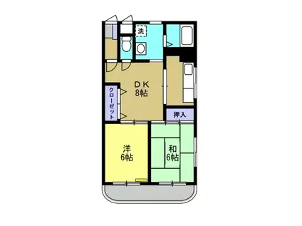 サンライズガーデン(2DK/1階)の間取り写真