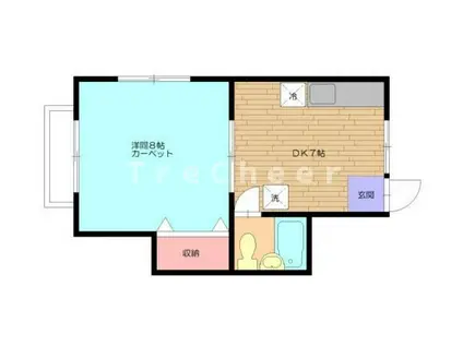 ニチユウサンハイツE棟(1DK/2階)の間取り写真