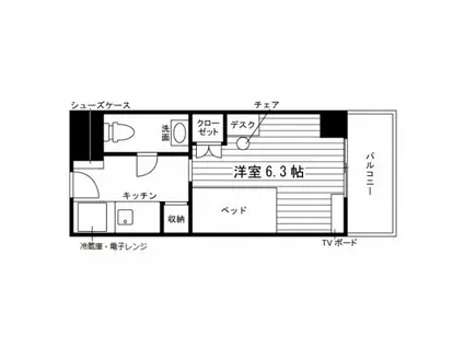 学生会館ユニハーモニー高蔵寺(1K/3階)の間取り写真